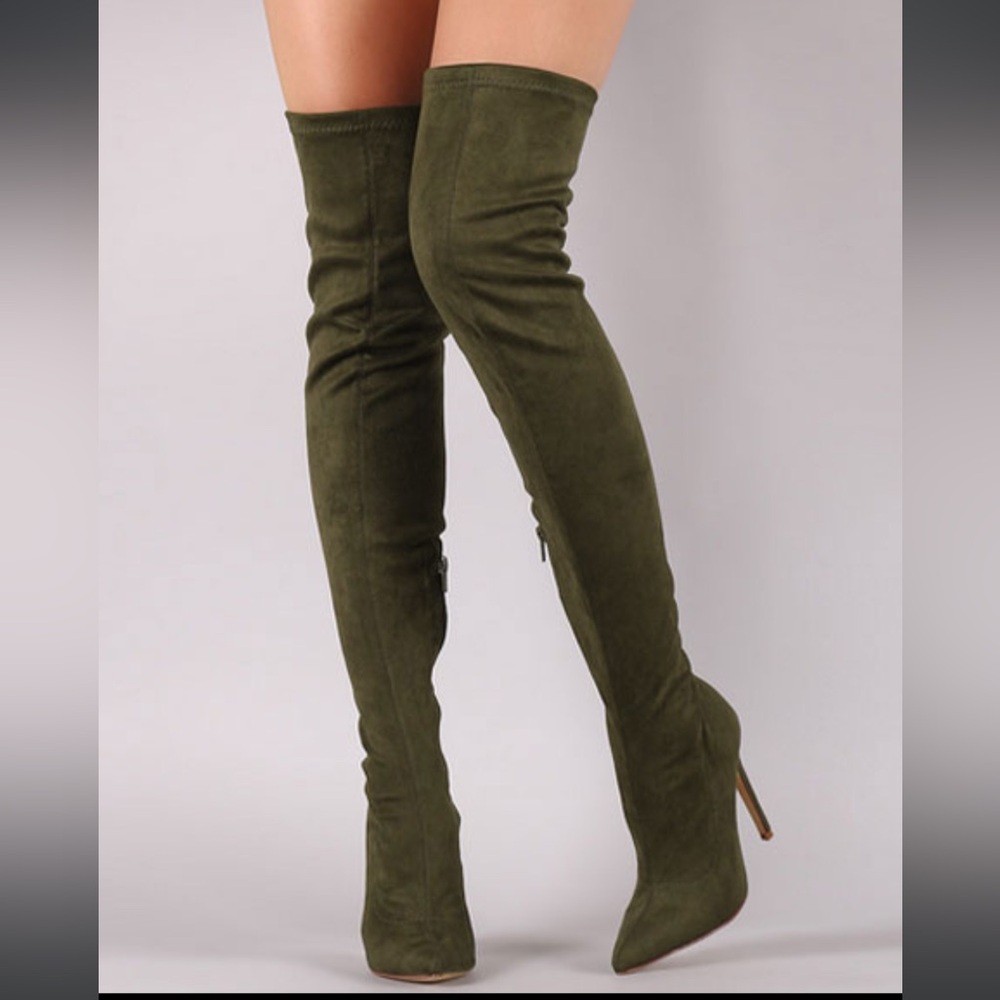 Shoe Dazzle Olive Over-the-Knee Boots